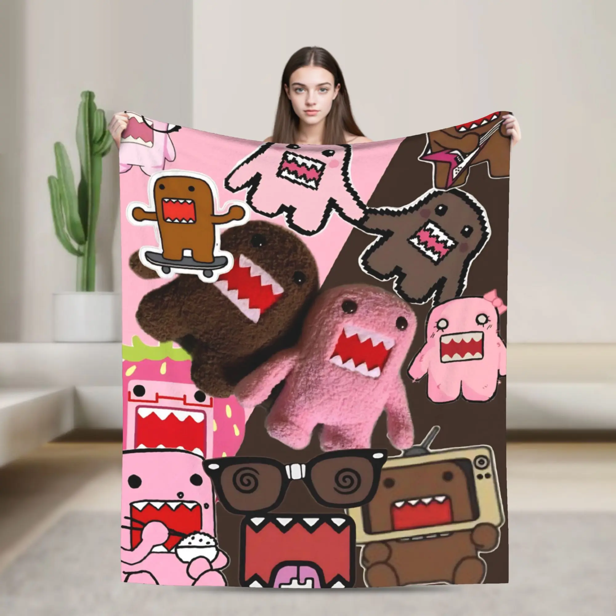 Domo Kun Printed Blanket For Men Women Warm Cozy Fluffy  Throw Blankets for Couch 50x60 Inches Multiple Sizes