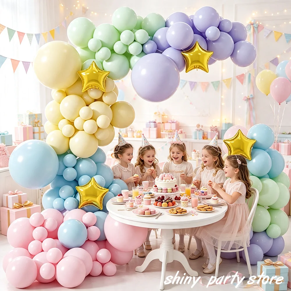 159-teiliges Set für weiche Ballongirlanden und Bögen, Pastellrosa, Latexballons, Stern-Folienballon, Geburtstag, Babyparty, Hochzeit, Partydekoration