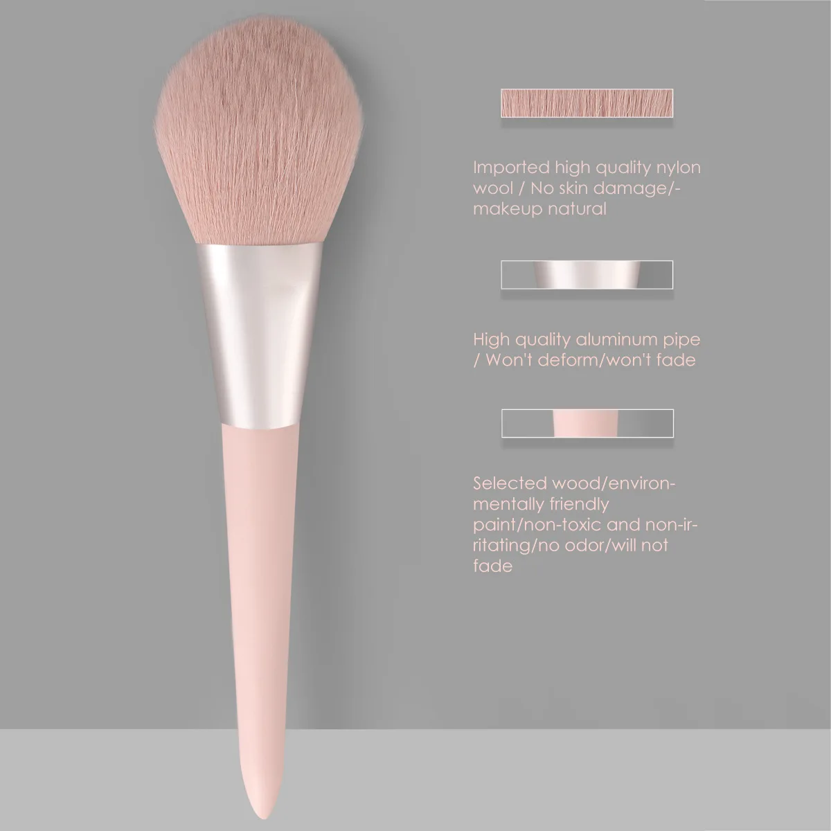 Makeup Brushes Single Face Kabuki Foundation Contour Blending Professional Private Label Customized Brushes Soft Pink