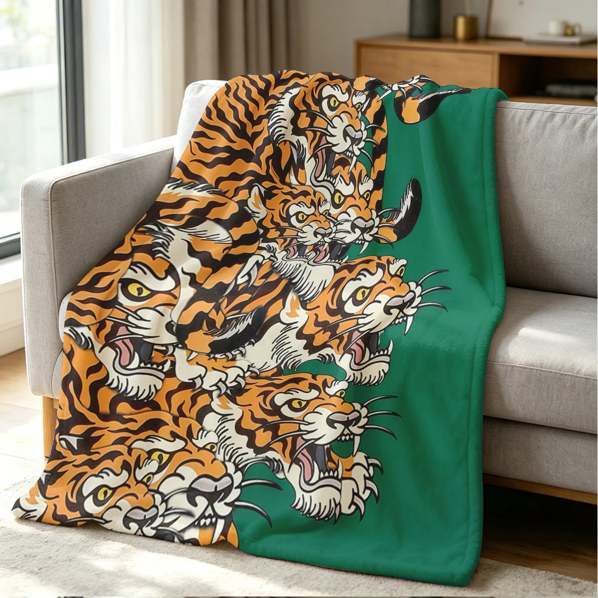 Tiger Pack Blanket Soft Cozy Throw for Sofa Bed Festive Holiday Decor Gift for Kids and Adults,Lightweight and Warm
