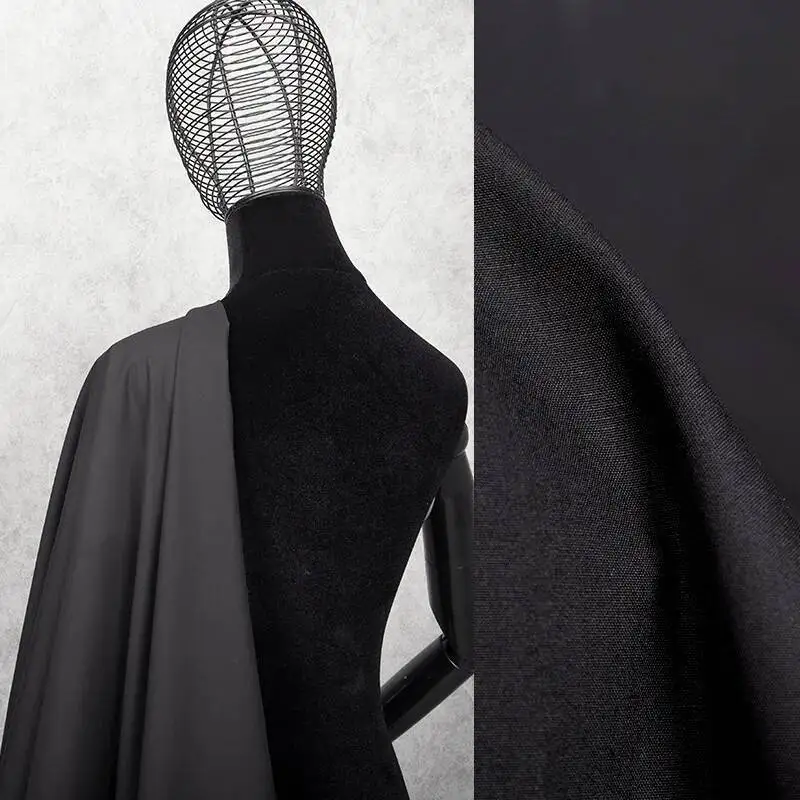 Cotton Black Shirt Fabric Combed Cotton Pure Cotton Breathable Matte Non-See-Through Solid Color Poplin Clothing Fabric