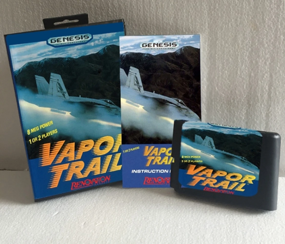 

Vapor Trail With US Box And Manual Book 16Bit MD Game Card For Sega MegaDrive Genesis Consoles