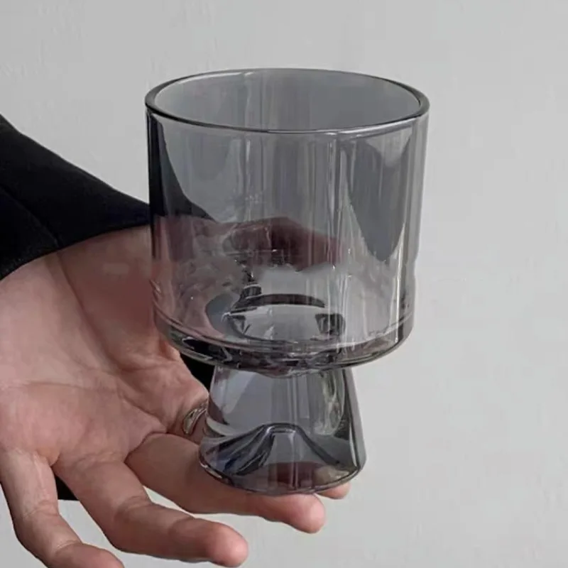 Aesthetic High Footed Glass Dessert Cup Korean Style Juice Soda Tumbler Elegant Cold Drinkware for Home Cafe Party