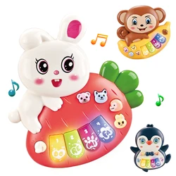 Baby Piano Toys, Animal Music Keyboard with Light Early Learning Educational Rabbit Monkey Penguin and Cow Colors Random Gifts