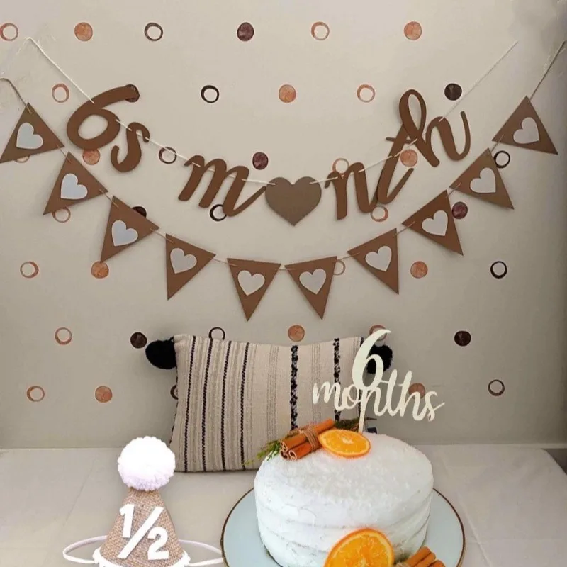 1/2 Geburtstags-Banner, 6 Monate, Kraftpapier, Flagge, Fotohintergrund, Requisite, Babyparty, Kinder, Jungen, Mädchen, Geburtstagsparty-Dekoration – Detail 4