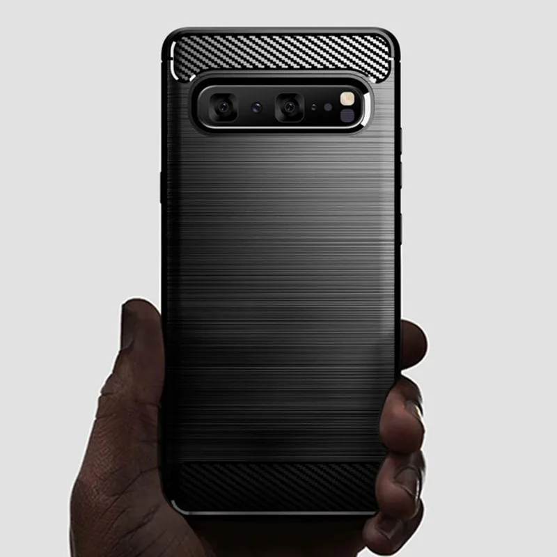 For Samsung S10 5G Silicone Full Protective Matte Soft Phone Cover For galaxy s10 5g Shockproof Carbon Fiber Cases Coque Fundas