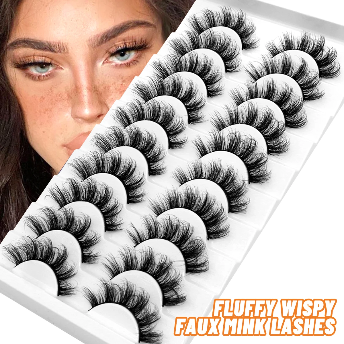 GROINNEYA 10 Pairs 3D Faux Mink Lashes Fluffy Soft Wispy Natural long False Eyelashes Curly lashes wholesale lashes