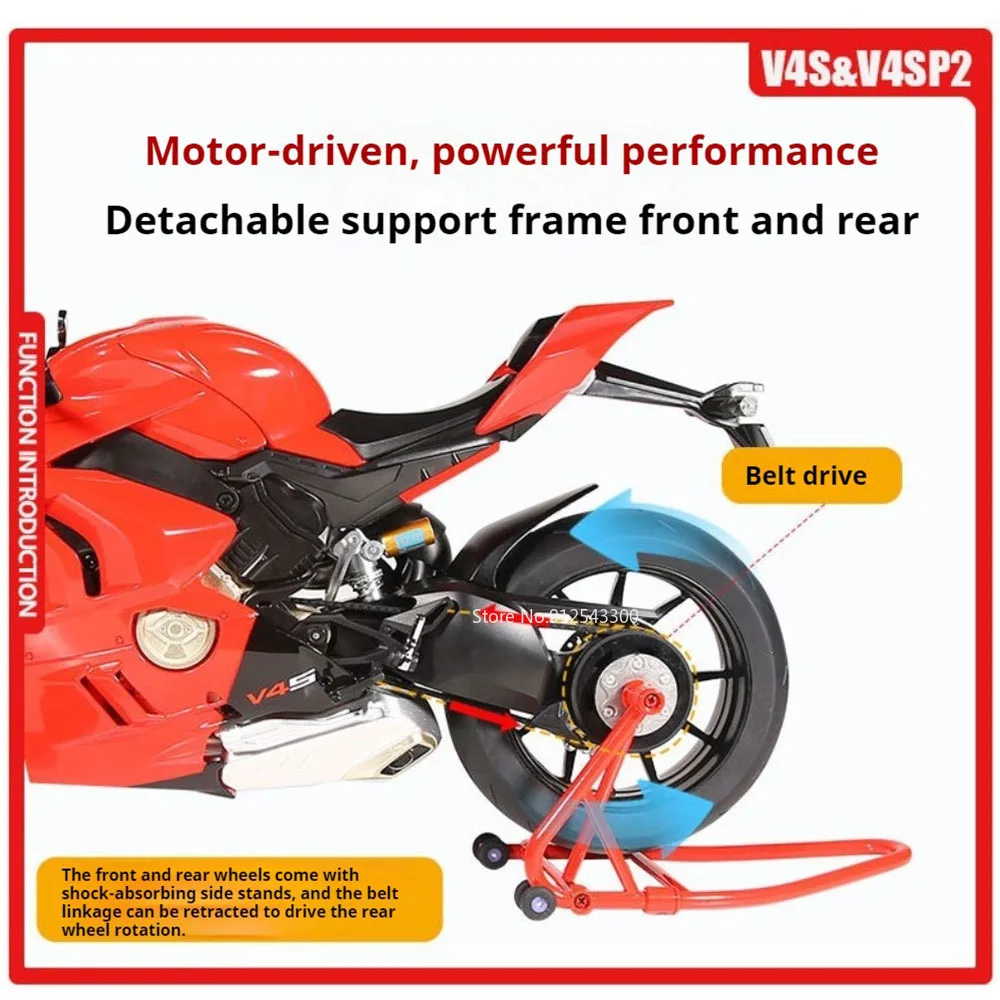 حجم كبير 1:6 V4S V4SP2 لعبة دراجة نارية نموذج سيارة الجسم المعدني المطاط الإطارات المحرك المنقولة ترايبود Startable نماذج الاطفال جمع