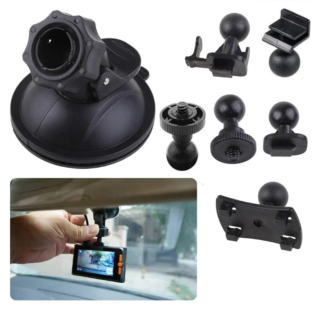 Car Suction Cup For Dash Cam Holder Vehicle Video Recorder With 6 Types Adapter Plastic Black GPS Holders Accessories