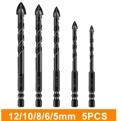 Azulejo de cerámica Hexagonal cruzado, vidrio, cemento, Metal, cerámica, madera, plástico, sierra perforadora, broca de aleación Triangular, juego de 5 piezas