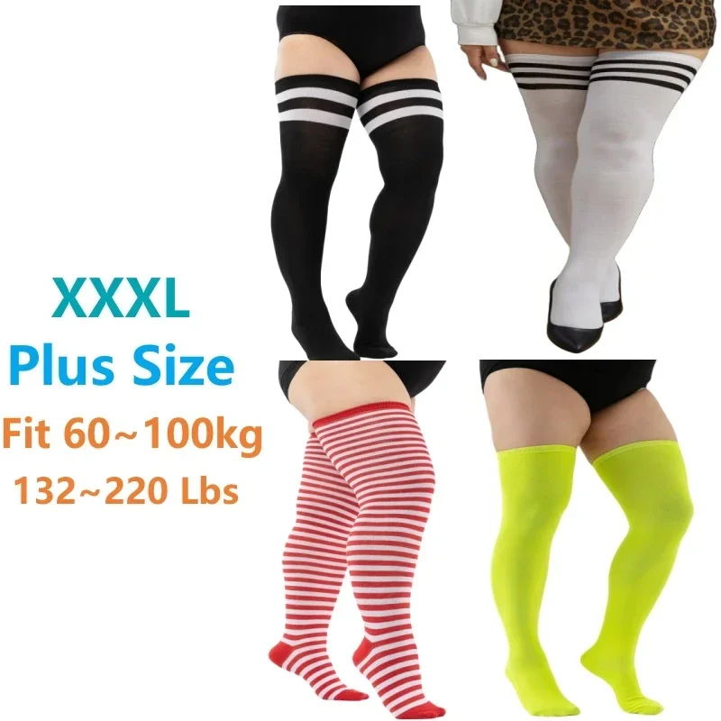 Plus Size Women's Striped Stockings Thigh High Sock Ladies Over Knee Socks Autumn Winter Warm