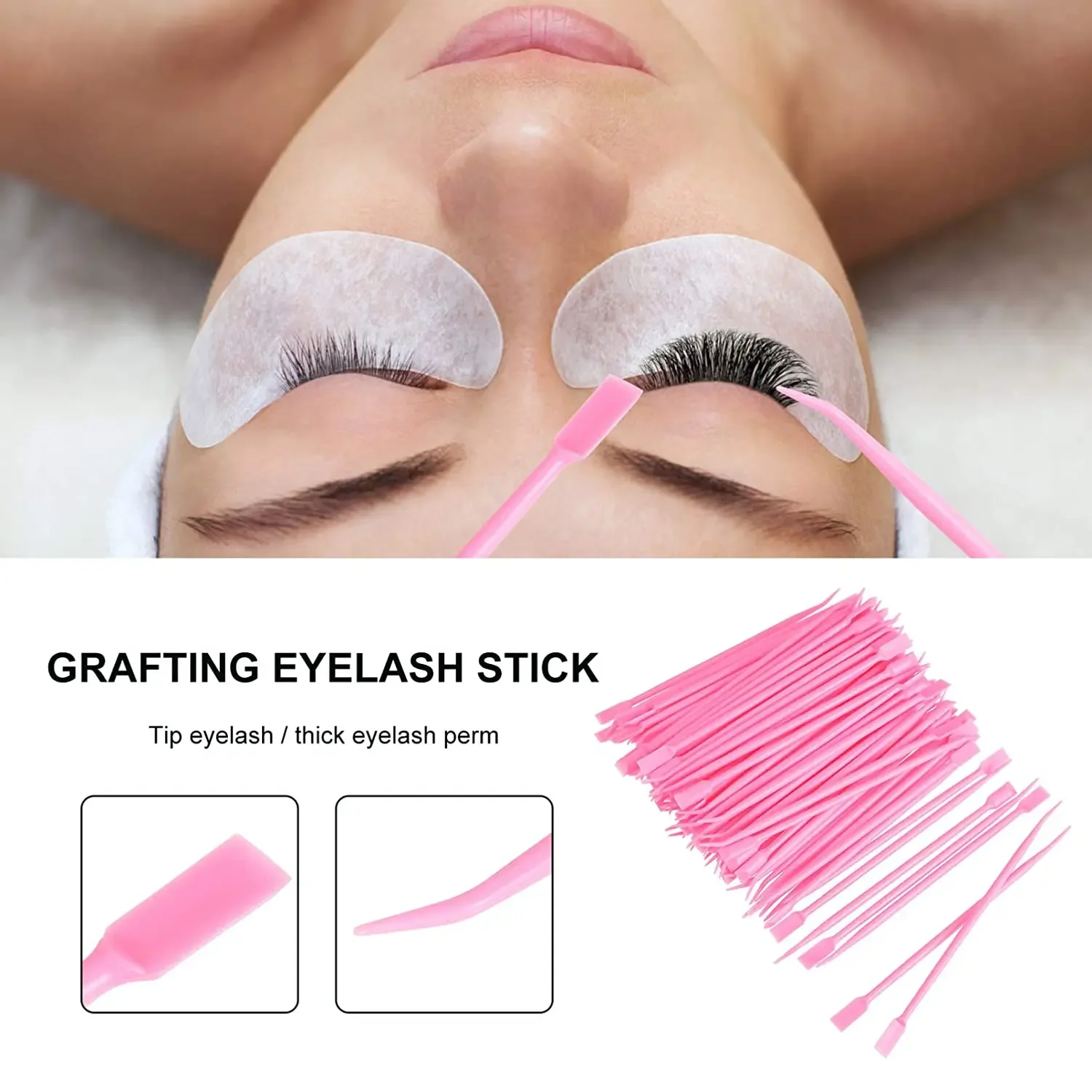 2 Way Fake Eyelash Perming Stick Tool Hot Glue Spoon Eyelash Lift Brush for Eyelashes Extension Lash Lifting Curler Applicator