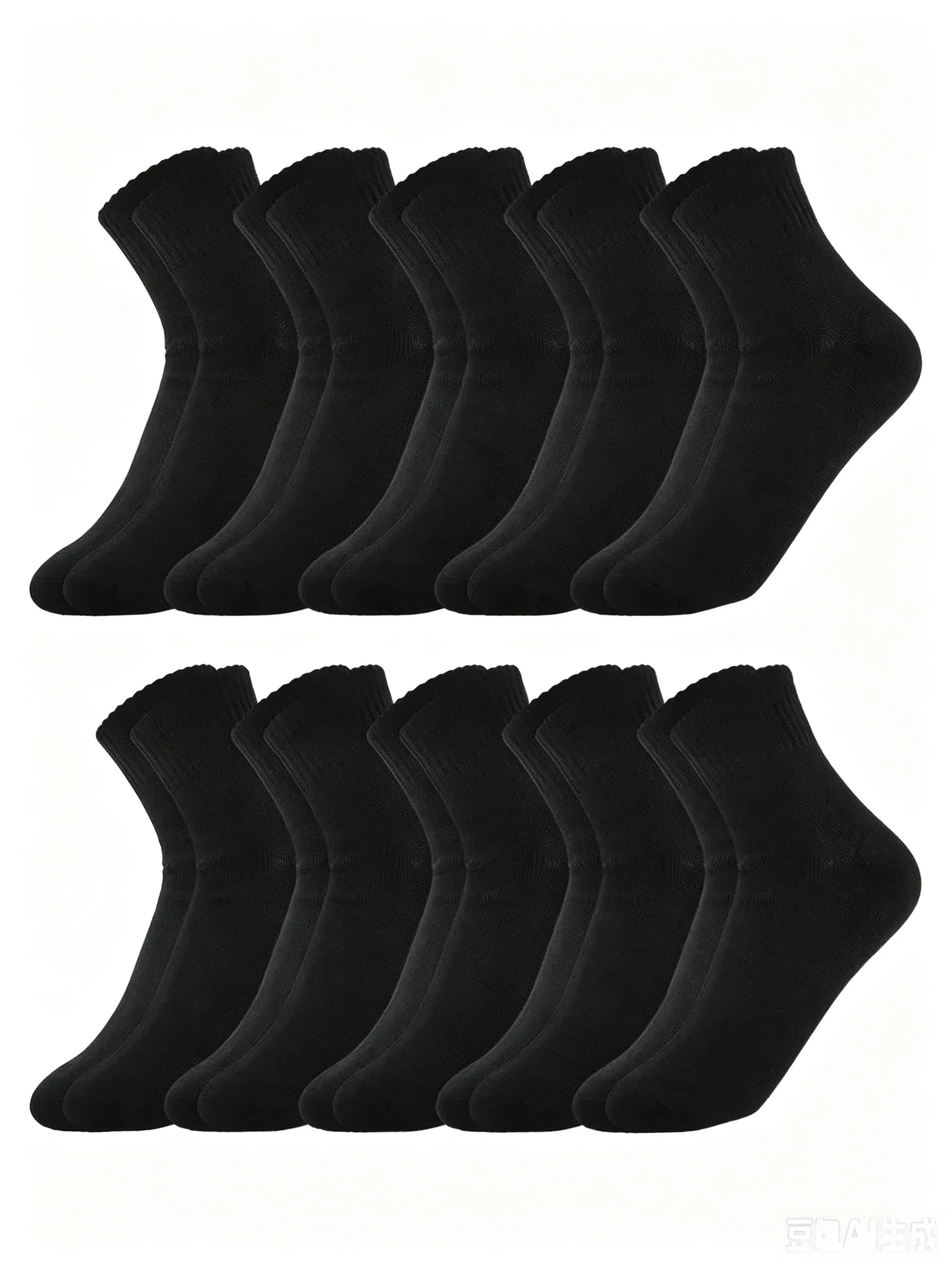 10 Pairs of Men's Mid-Calf Socks Cotton Socks for All Seasons, Solid Color and Versatile