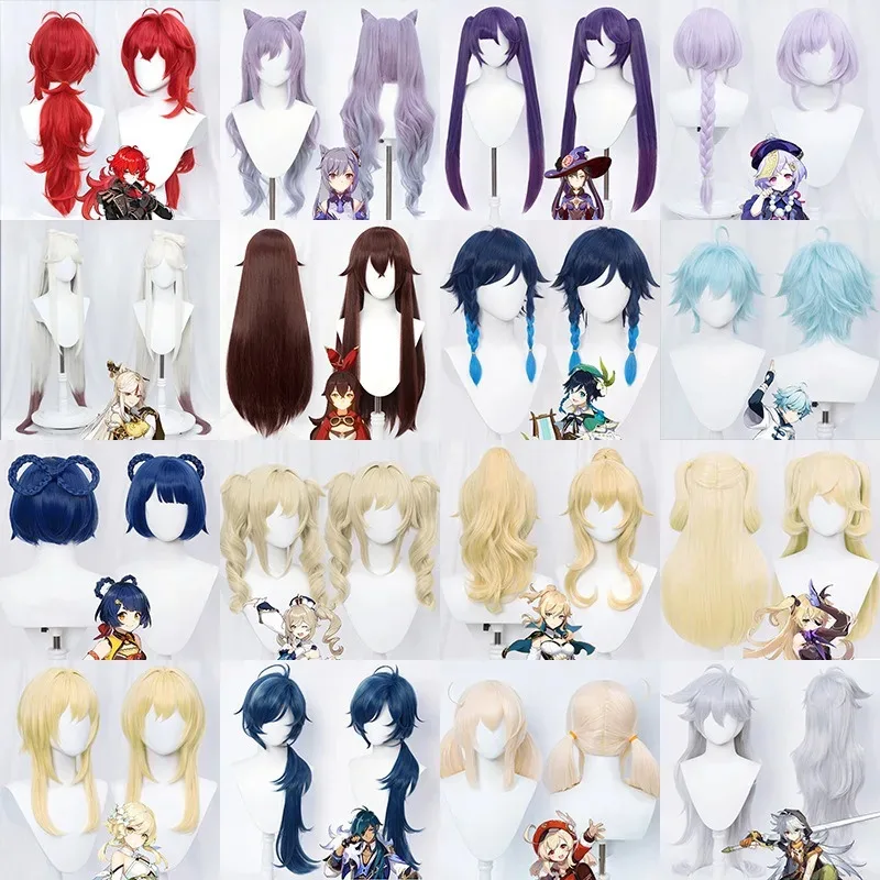 Kirara kaeya focalors kokomi lyney lynet layla hu tao zhong li kaveh peruca cosplay resistente ao calor peruca sintética + touca peruca