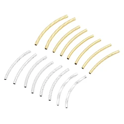 1pcs 14k Gold Plated Smooth Long Curved Spacer Beads Connectors Copper Tube For DIY Bracelet Necklace Jewelry Making Accessories