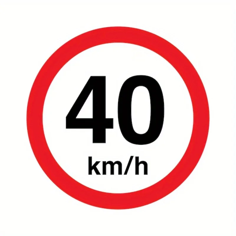40 km/h Speed Limit Sign - Round Aluminum Wall Decor for Home & Garage, English Text, Easy Mounting, Durable Metal Material, Per