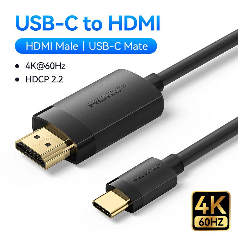 Ventie USB C naar 4K HDMI-compatibele kabeladapter 4K 60Hz voor MacBook Pro iMac iPad Pro voor Samsung Galaxy Type C naar HDMI 2.0