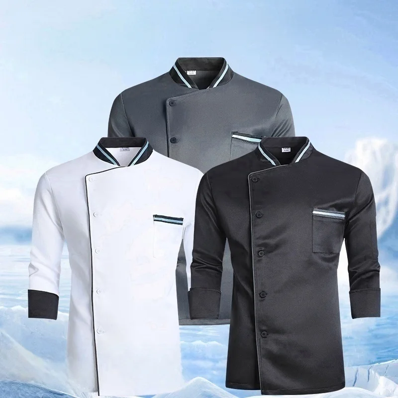 新しいシェフジャケットシャツ男性女性コック服キッチンシェフ制服エプロンホテルコスチュームレストランウェイター長袖作業服