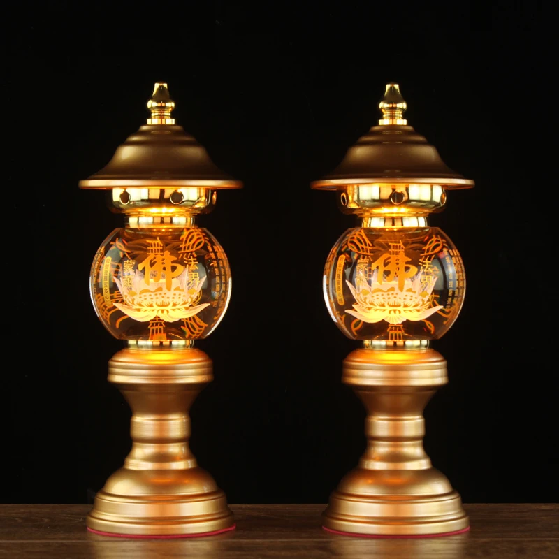 A PAIR 2pcs large high grade Buddhism worship LED lamp HOME Temple shrine enshrine Sakyamuni guanyin buddha Bless safety health