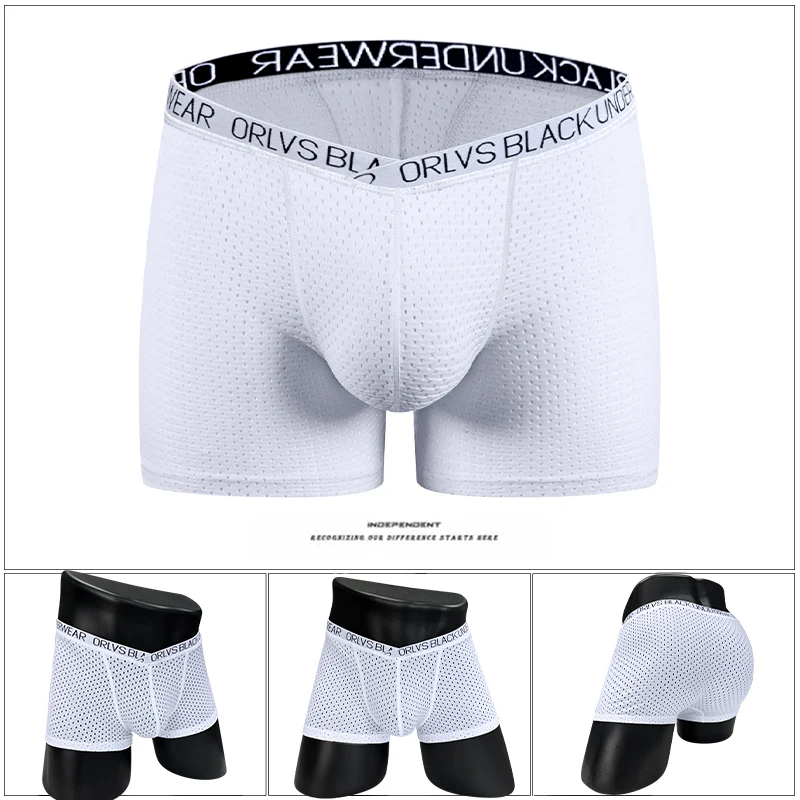 

Sexy Underwear Men Boxers Mesh Breathable Low Waist U Convex Pouch Comfortable Male Panties For Gay