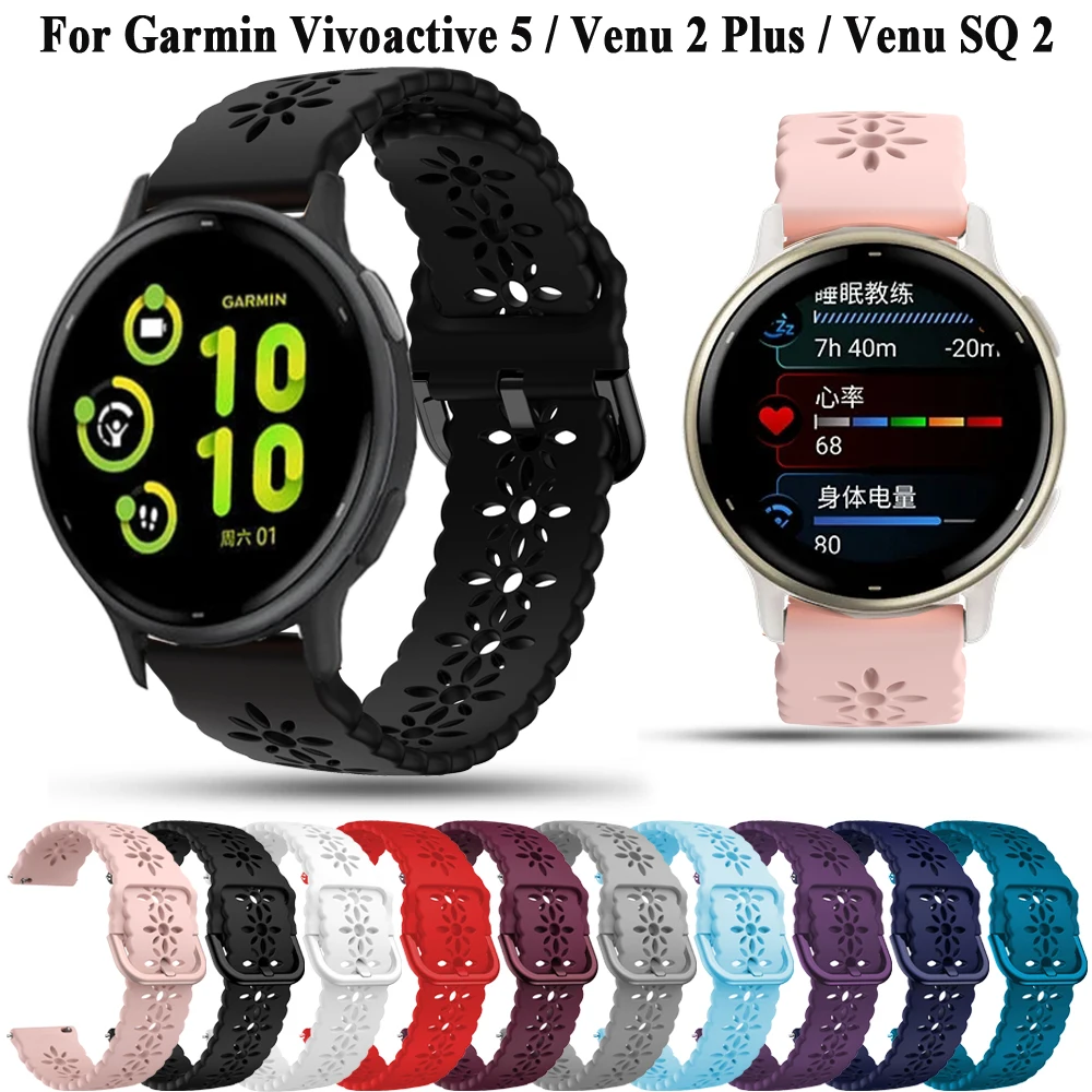 Pulseira para Garmin Vivoactive, Pulseira de silicone, Pulseira para Garmin Venu 2 Plus, Venu SQ 2, 5, 3t, 20mm