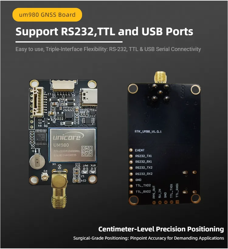 Unicorecomm UM982 GNSS GPS RTK module centimeter-level differential relative F9P positioning orientation UM981 UM980 for Drone - Image 4