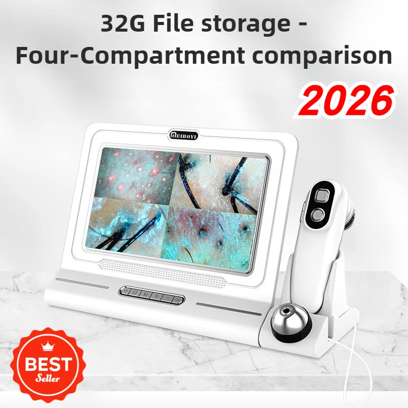 الأشعة فوق البنفسجية آلة محلل الجلد المهنية فروة الرأس كاشف بصيلات الشعر النفط جهاز اختبار الرطوبة جهاز تحليل شعر الوجه 11 بوصة #1