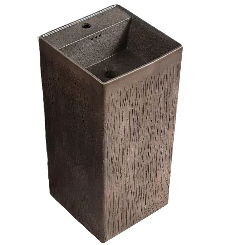 Antique column basin, retro integrated ceramic floor-to-ceiling washbasin, villa balcony inn, outdoor courtyard column type