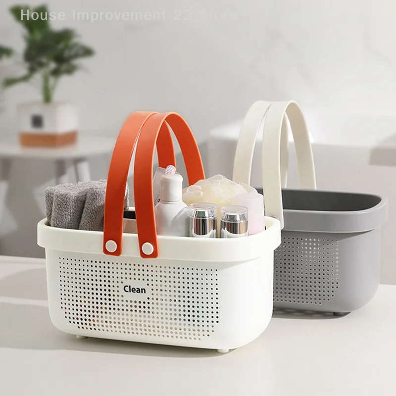 ハンドル付きプラスチック収納バスケット、シャワーキャディシェルフオーガナイザーバスケット、バスルーム、キッチン、寮の部屋バスケットバスルーム用