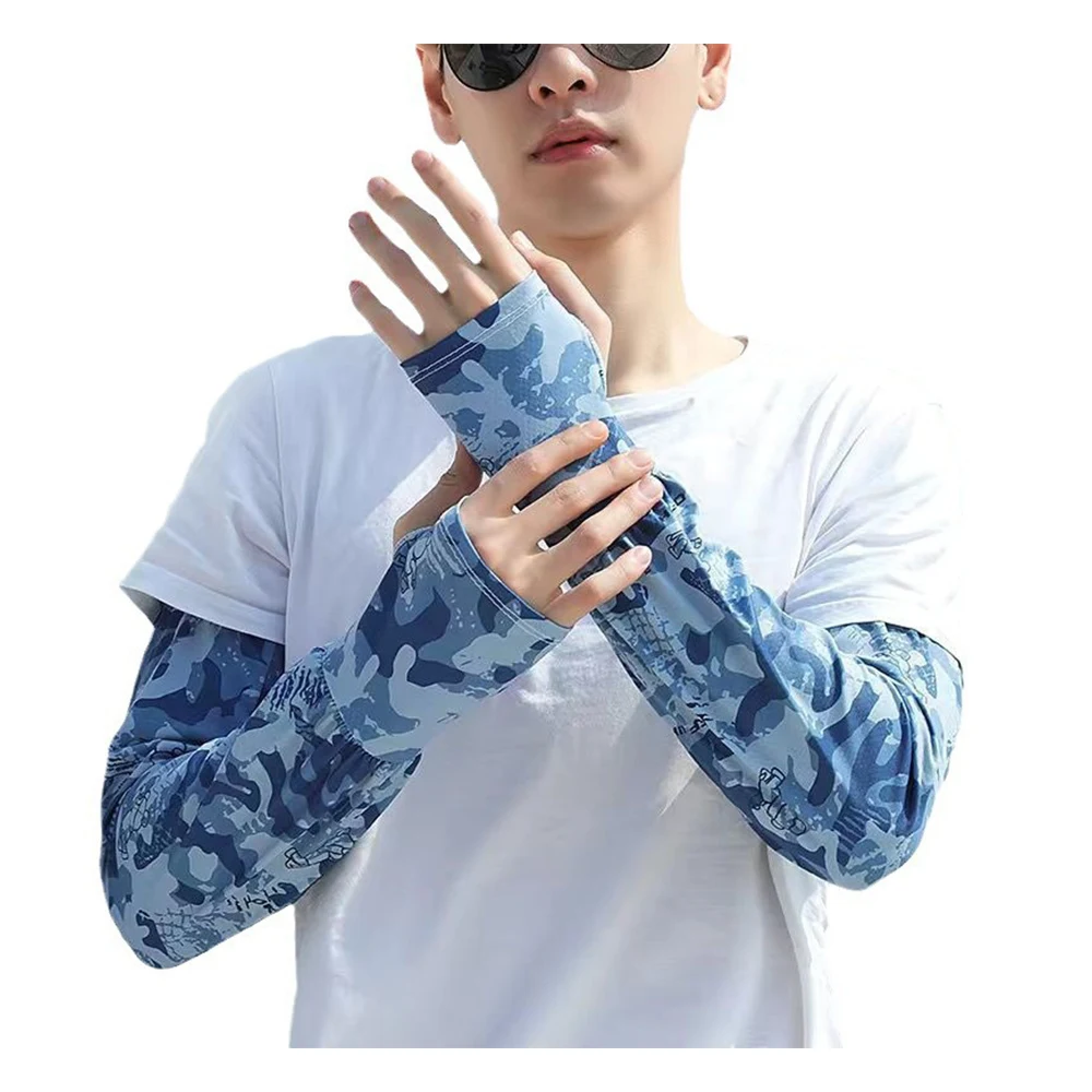 Ice Silk Sleeves For Men Outdoor Uv Protection Cycling Arm Cover Sun Screen Protection Cuff Plus Size Breathable Arm Sleeves