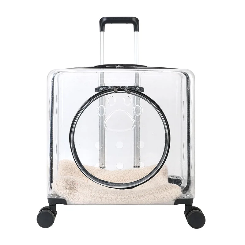 Extra Large Luxury Square Transparent Pet Rolling Carrier Backpack Bag Pet Travel Carrier Bag Pet Trolley Bag