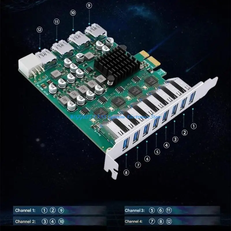 

MultiPort USB 3.2 PCIe Host Controller Card 5Gbps Transfer Rate Desktop Installation