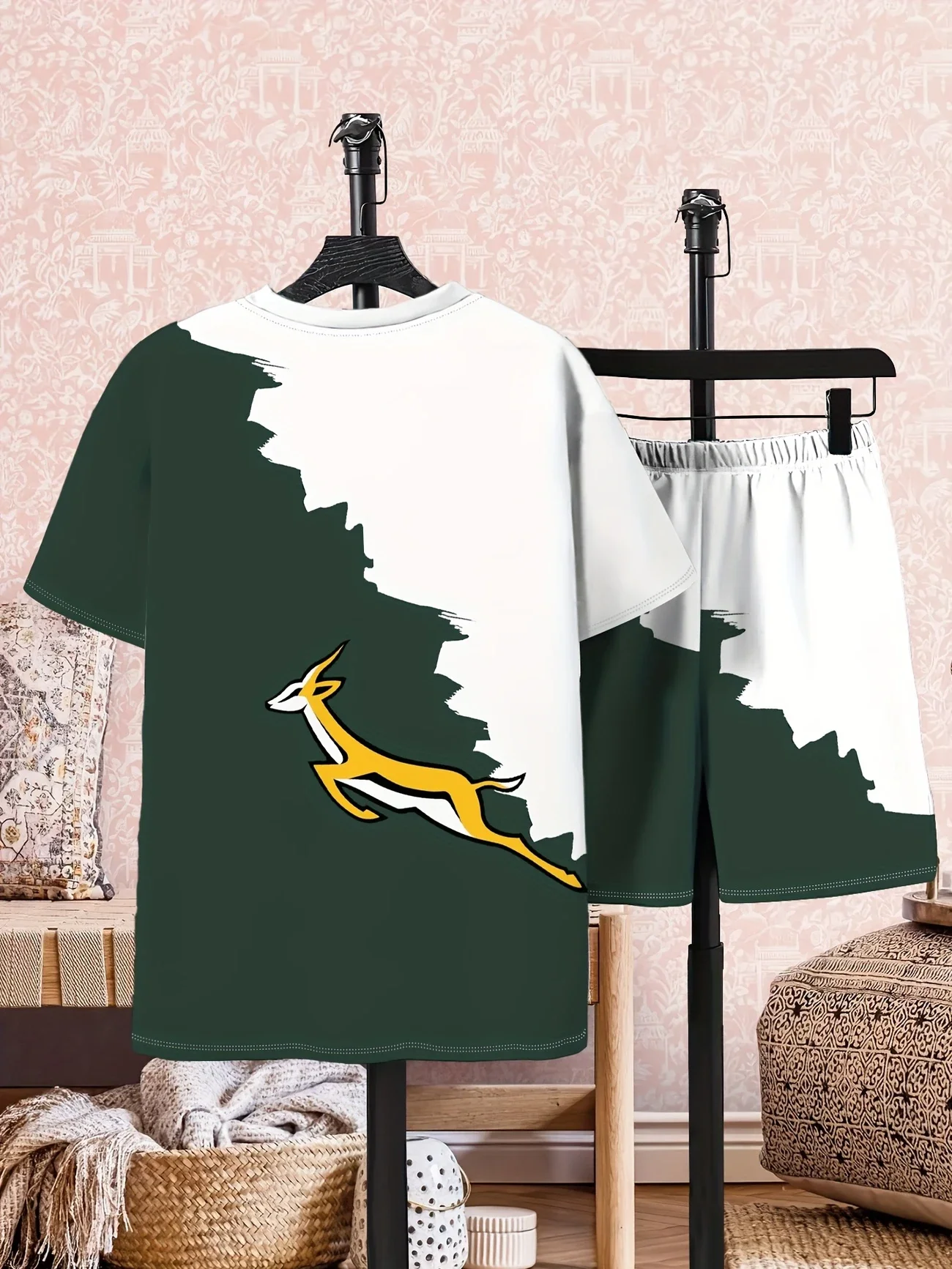 Boys' Fashionable 3D Printed Casual Shorts T-shirt Set, Perfect Choice for Outdoor Activities in Spring and Summer