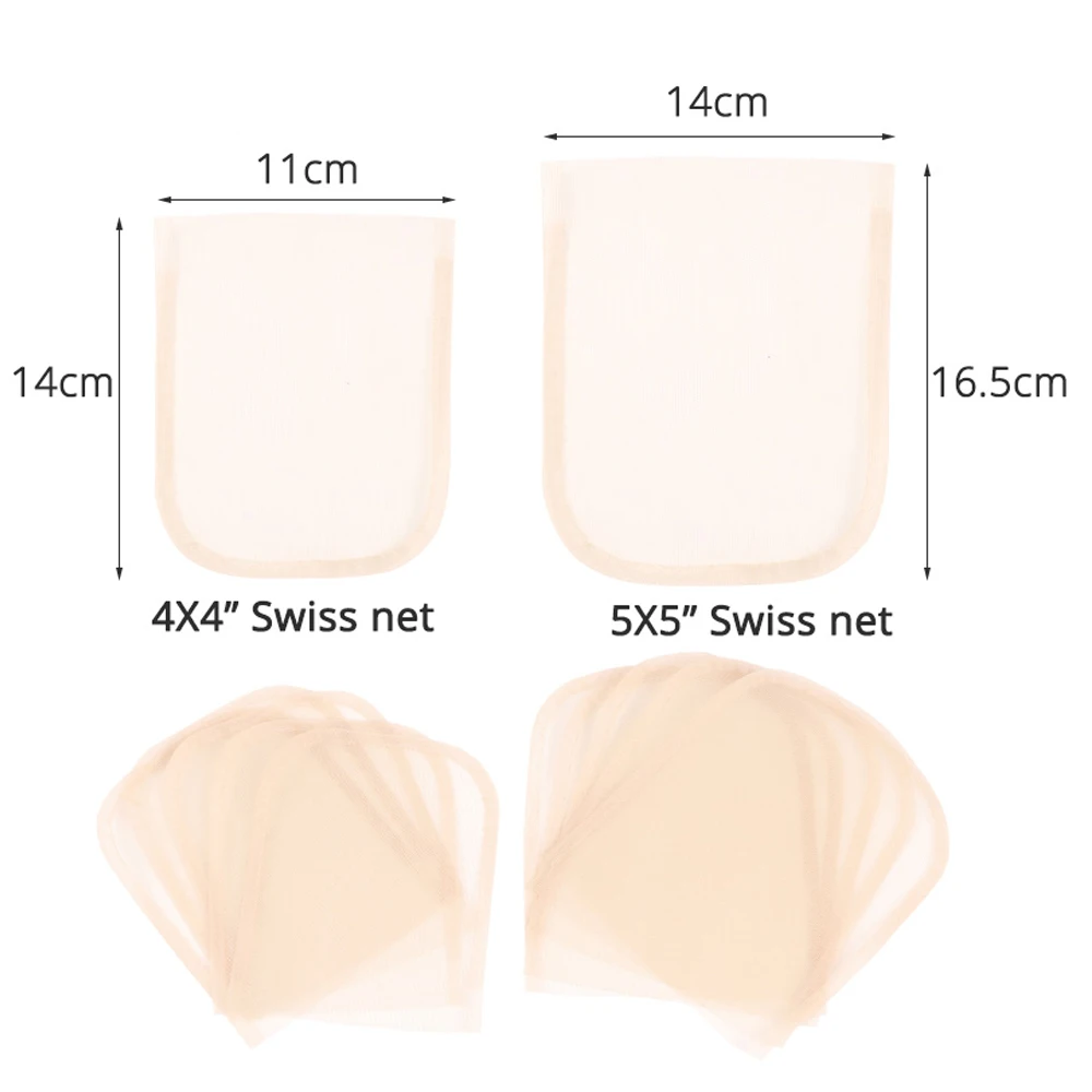 5Pcs Hair Net Hd Lace Net For Ventilating Swiss Lace Net For Making Frontal Closure Brown Clear 2*4 4*4 13*4 Base Weaving Net