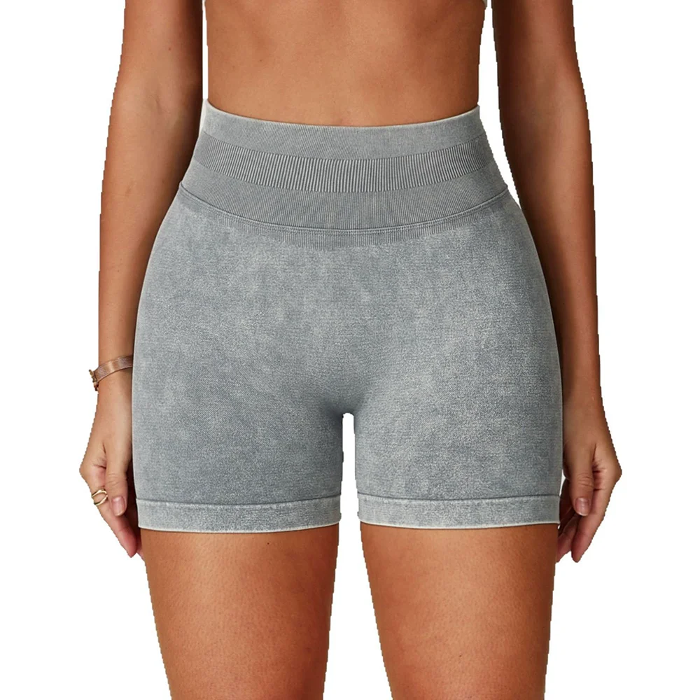 Fashionable Sexy Seamless Sand-Washed Yoga Shorts High-Waisted Hip-Lifting Shorts Tight Running Sports Fitness Yoga Pants Women