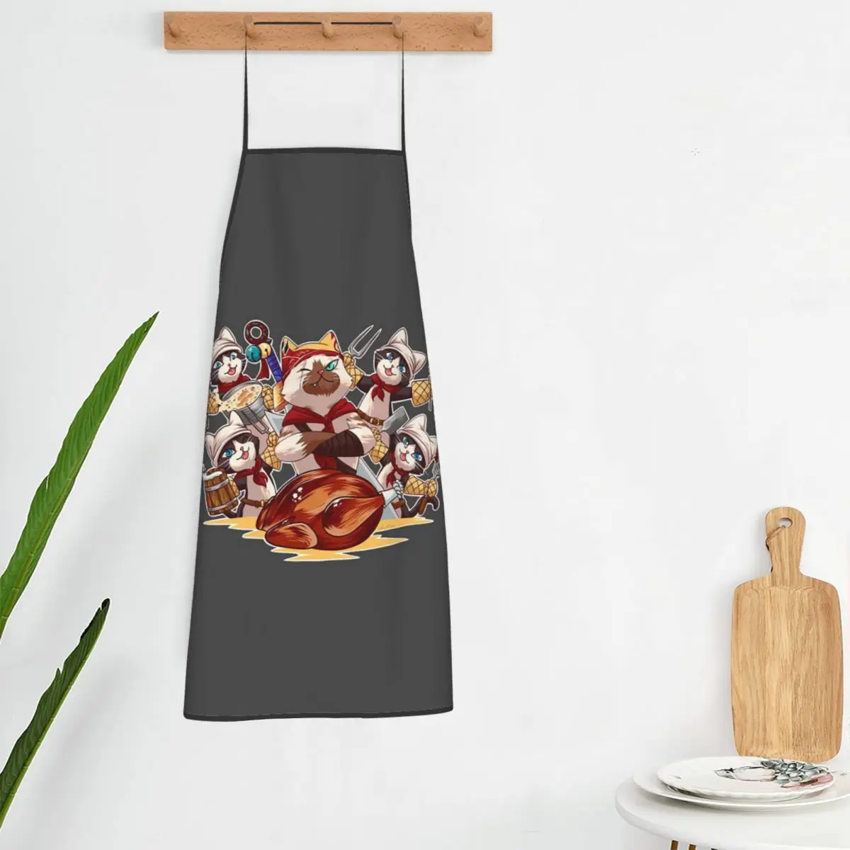 Monster Hunter Palico Cat Meowscular Aprons Chef Cooking Tablier Waterproof Bib Kitchen Cleaning Pinafore for Women Men Painting