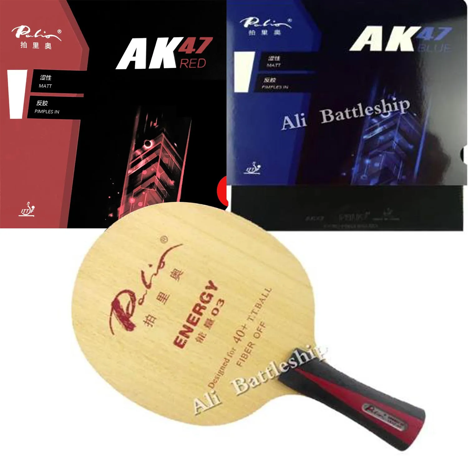 

Pro Combo Racket Palio Energy 03 table tennis pingpong blade with Palio AK 47 BLUE and Palio AK47 red table tennis rubber