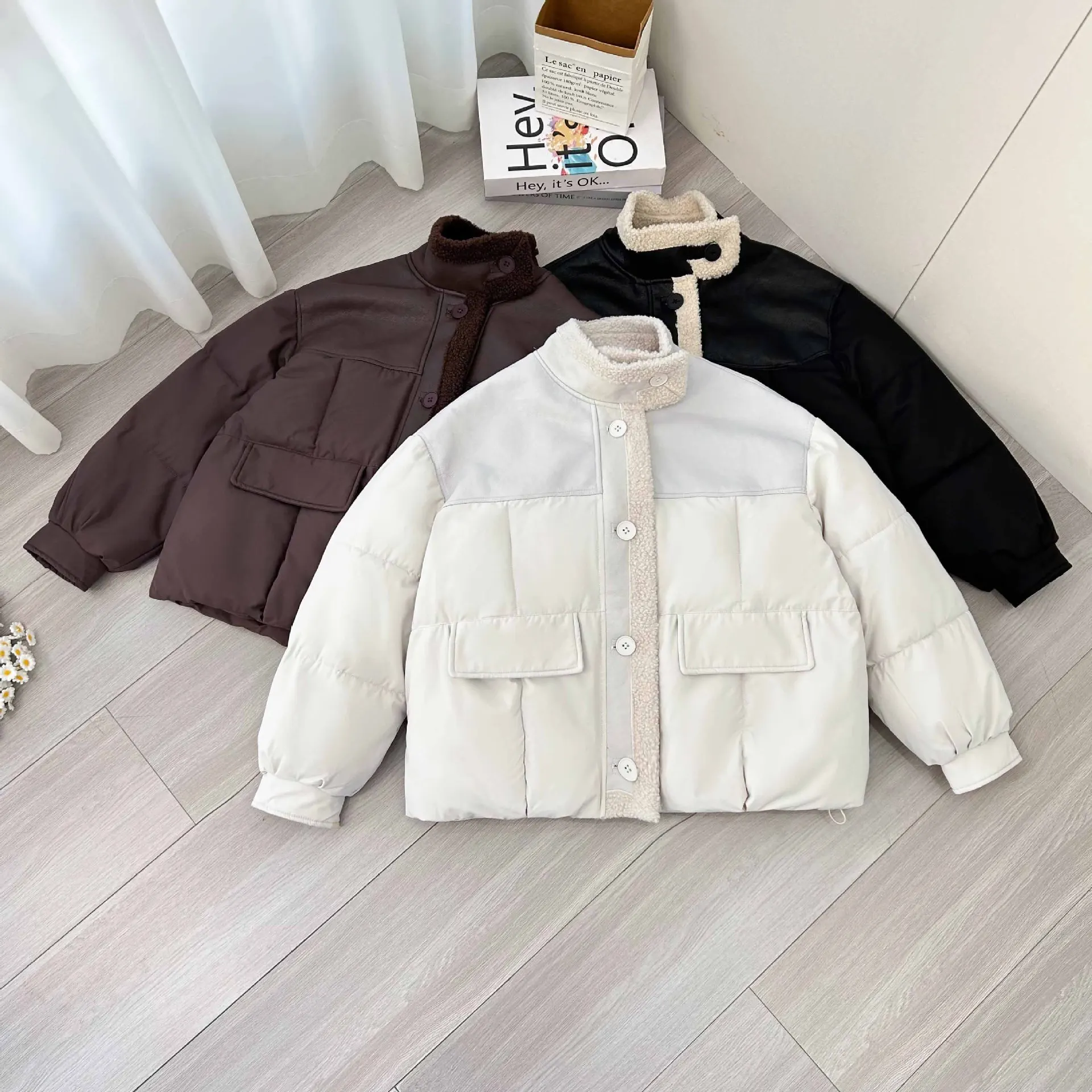 

2025 New Korean Stand Collar Patchwork Winter Clothes Women Down Cotton Jacket Coat Short Cotton Padded Jacket Female Outerwear