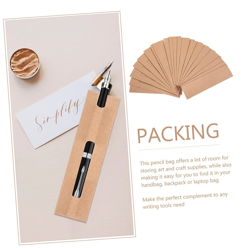 100Pcs Pen Gift Box Empty Display Pen Cases Packaging Box Bags with Clear Window Pen Gift Wrapping Supplies