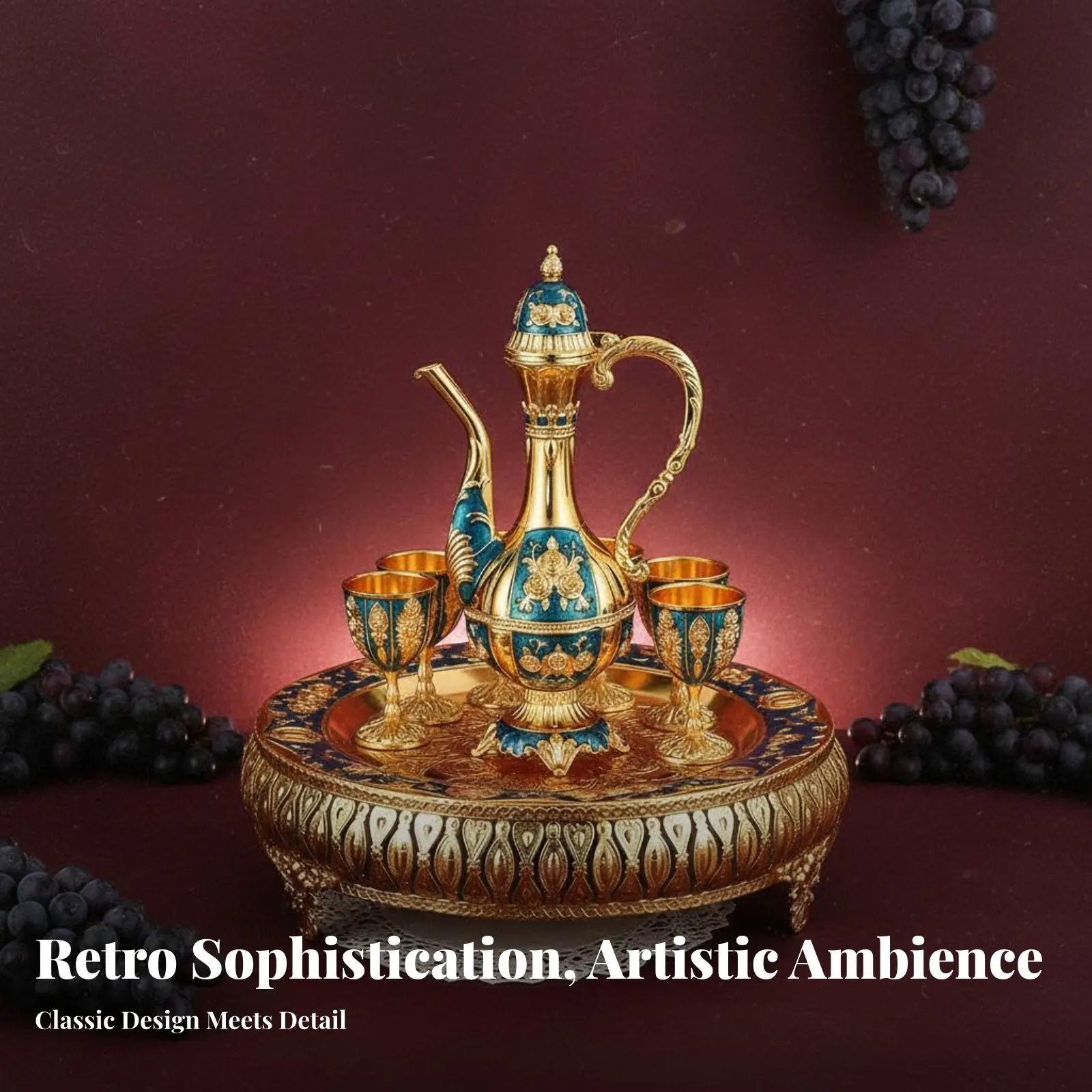 Набор из 8 предметов: декоративный металлический фляжный набор из цинкового сплава в подарочной коробке с подносом, ручная работа, для коллекционеров, для украшения дома, для свадьбы