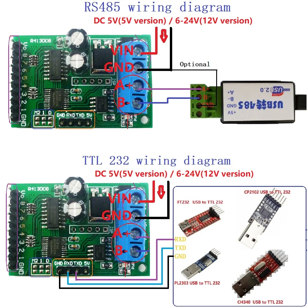 4pcs Dual RS485 RS232(TTL) Modbus AT Command Switch Module for Relay Control, IO Switching, NPN PNP Support