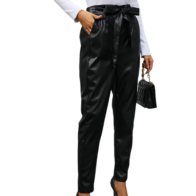 

Women's Fashion Trousers Temperament Commuting Autumn New Street Commuting Light Mature Style Bow Black High Waist Lantern Pants