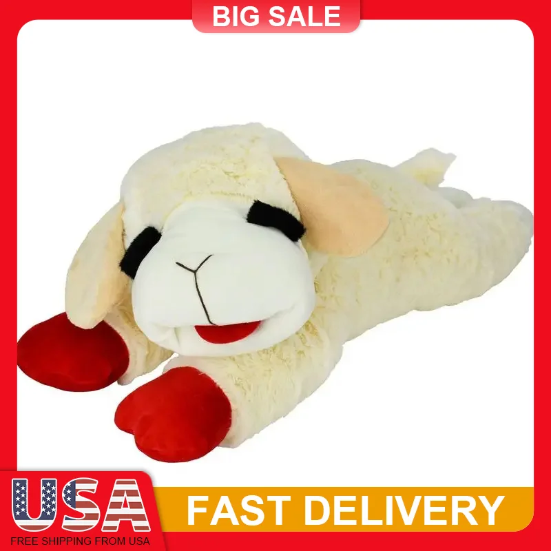 

Jumbo Lamb Chop Dog Toy 24 Inch Plush Squeaky Interactive Chew Cuddle Soft Large Breed Puppy Play Fun Nostalgic Pet