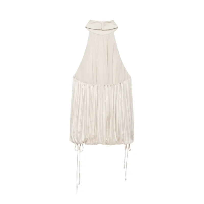 Women's Top 2026 Summer New Sexy Halter Neck Backless Adjustable Hem Tops Fashion Casual Female Simple Commute Tops