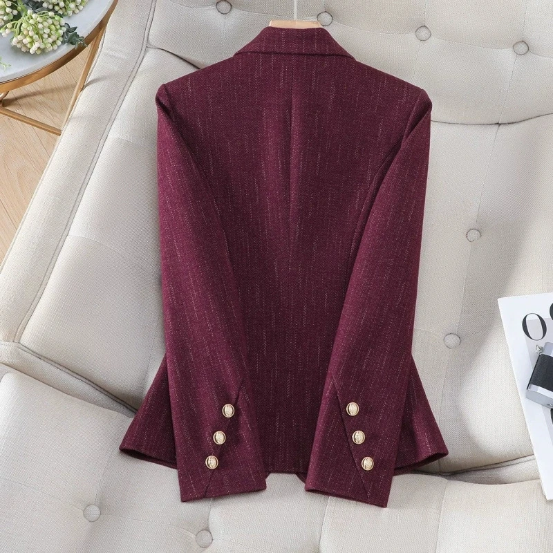 New Elegant Women Woolen Blazer Ladies Long Sleeve Slim Formal Jacket Suit Coat  Autumn Winter Female Outerwear Ladies Chic Tops