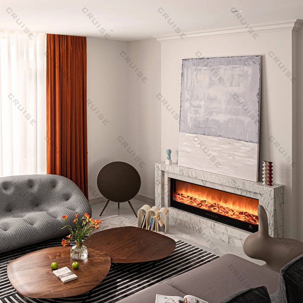 CRUISE 1200mm Electric Fireplace Classic Flame Intelligent Infrared Remote Control Heat Environmental Protection Hotel Built-In
