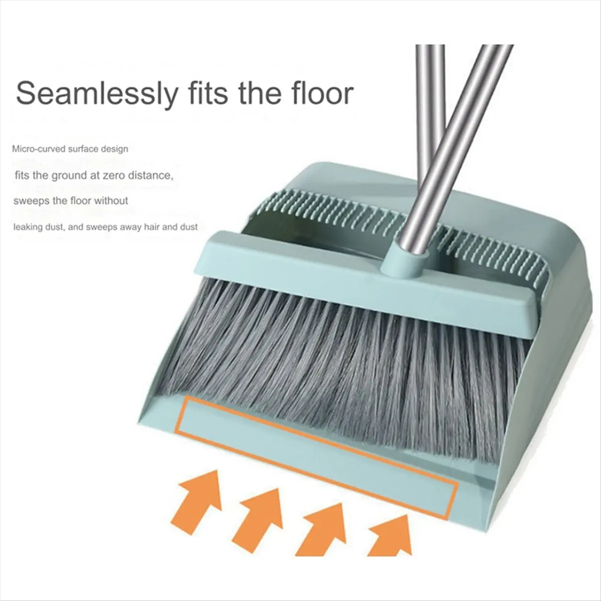 A45I Dustpan Broom Set Floor Wiper Household Cleaning Long Handle Cleaning Set for Lobby Household Kitchen Cleaning Blue