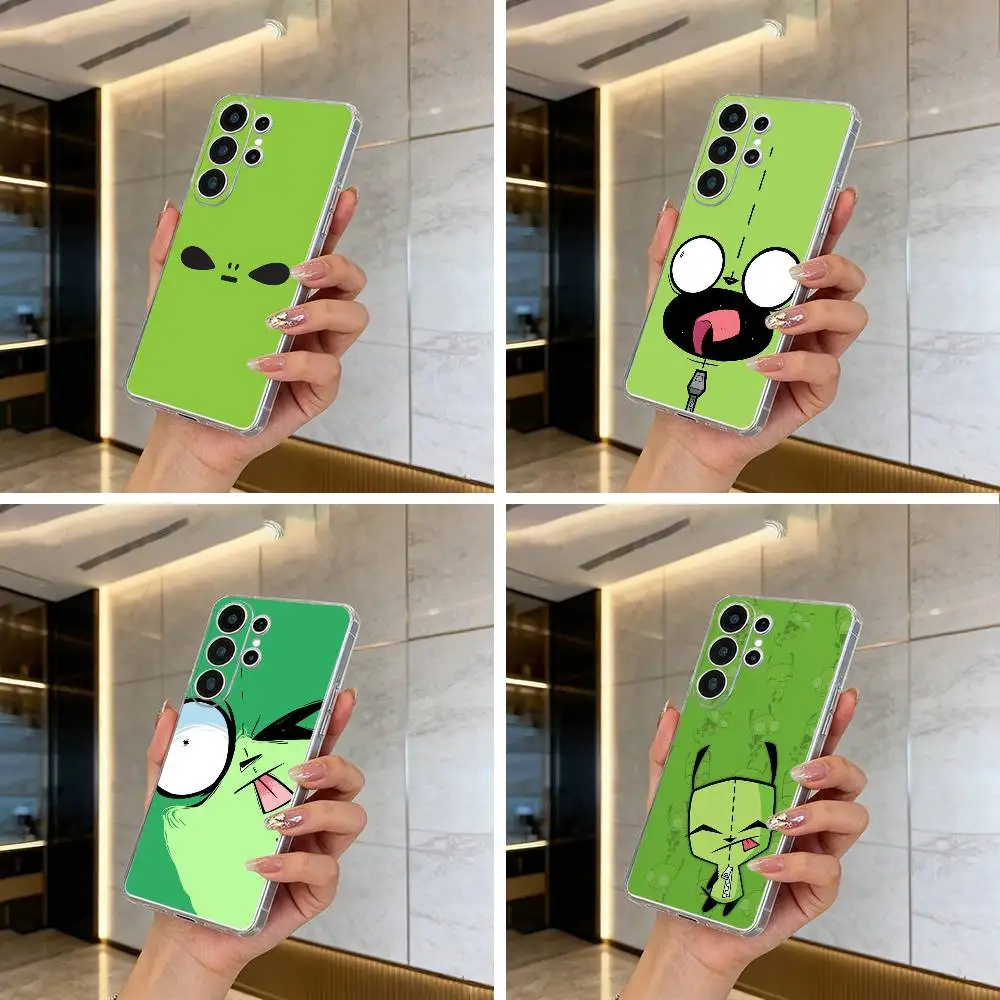Cartoon Invader Zim Gir Clear Phone Case for Samsung S25, S24, S21, S22, S23, S30, Ultra, S20, Plus, FE, Lite
