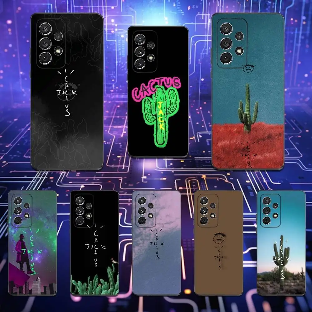 

T-Travis S-Scott Cactus Jacks Phone For Samsung S22,Ultra,S25,S24,S23,FE,Plus,S21,S20,Lite,S10,S9,Soft Silicone Black