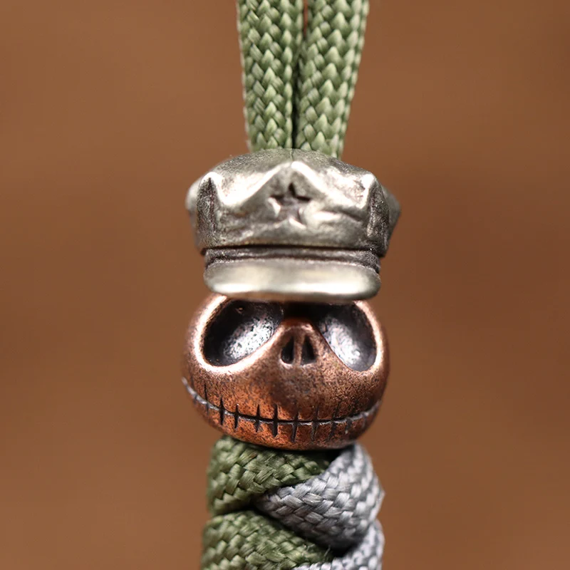 Chinese Red Army Pentagram Cap Pumpkin Skull Head Knife Beads Brass EDC Outdoor DIY Paracord Woven Lanyard Pendants Accessories